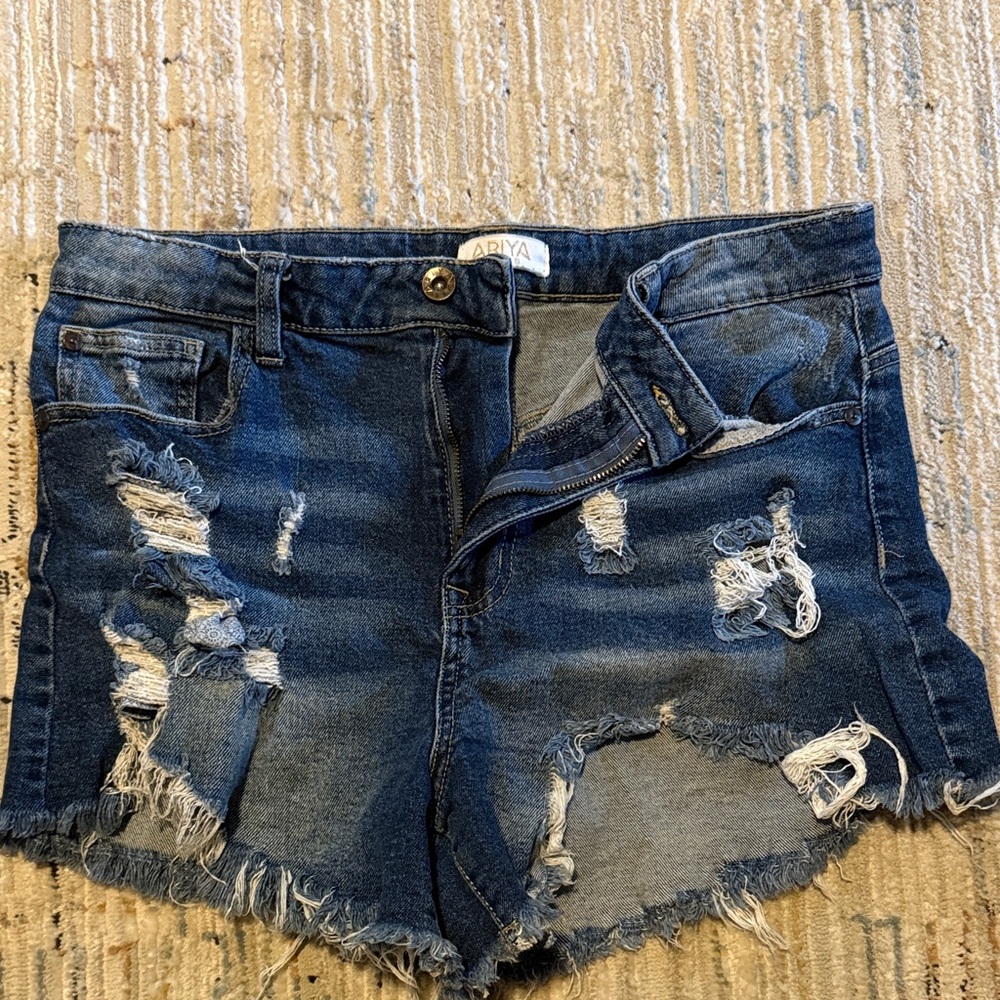 Adika Dark Blue Ripped Jean Shorts